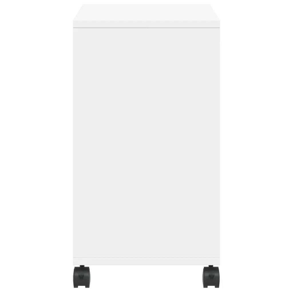 End Table White Engineered Wood Storage with Wheels