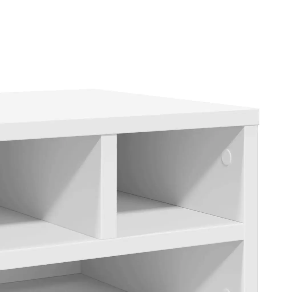 Printer Stand White Engineered Wood Storage Shelf Office Desk Organizer 40 x 32 x 22.5 cm Durable Moisture Resistant Ample Storage Space