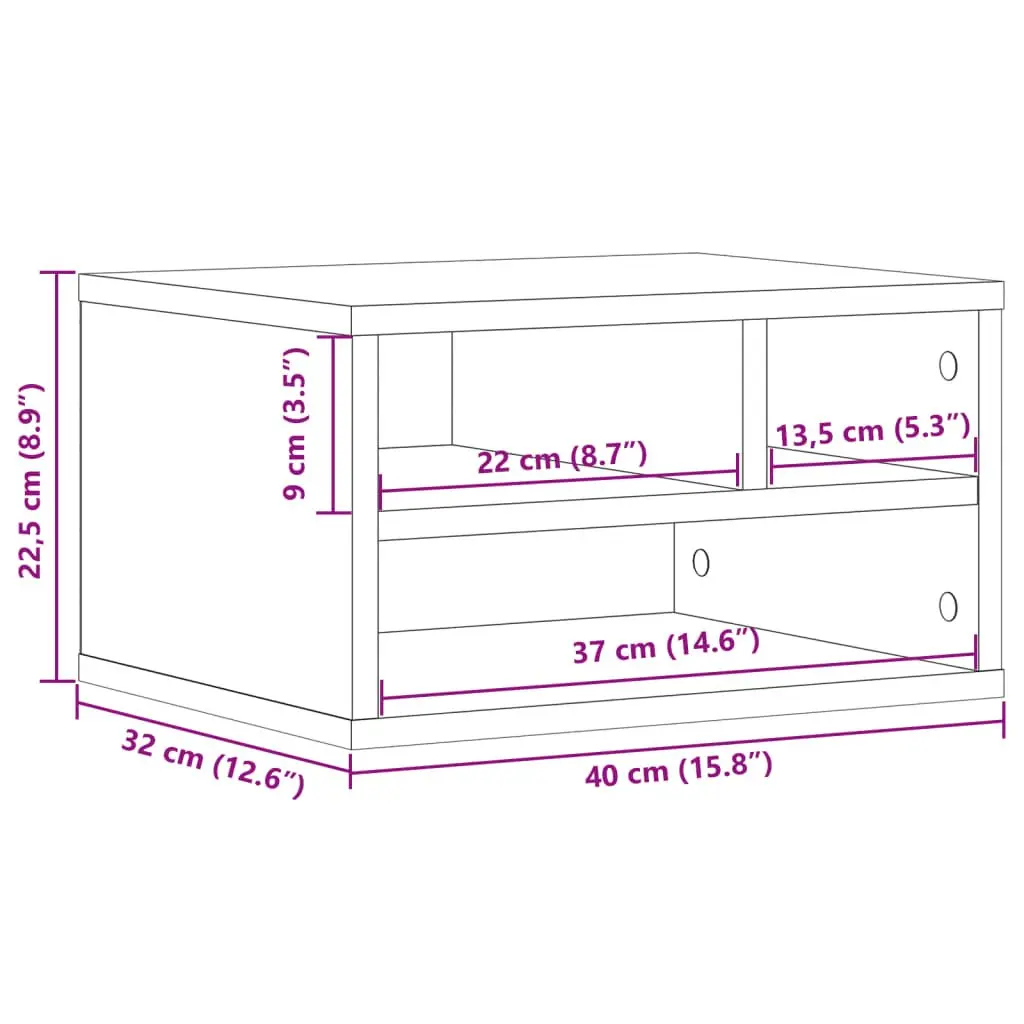 Printer Stand White Engineered Wood Storage Shelf Office Desk Organizer 40 x 32 x 22.5 cm Durable Moisture Resistant Ample Storage Space