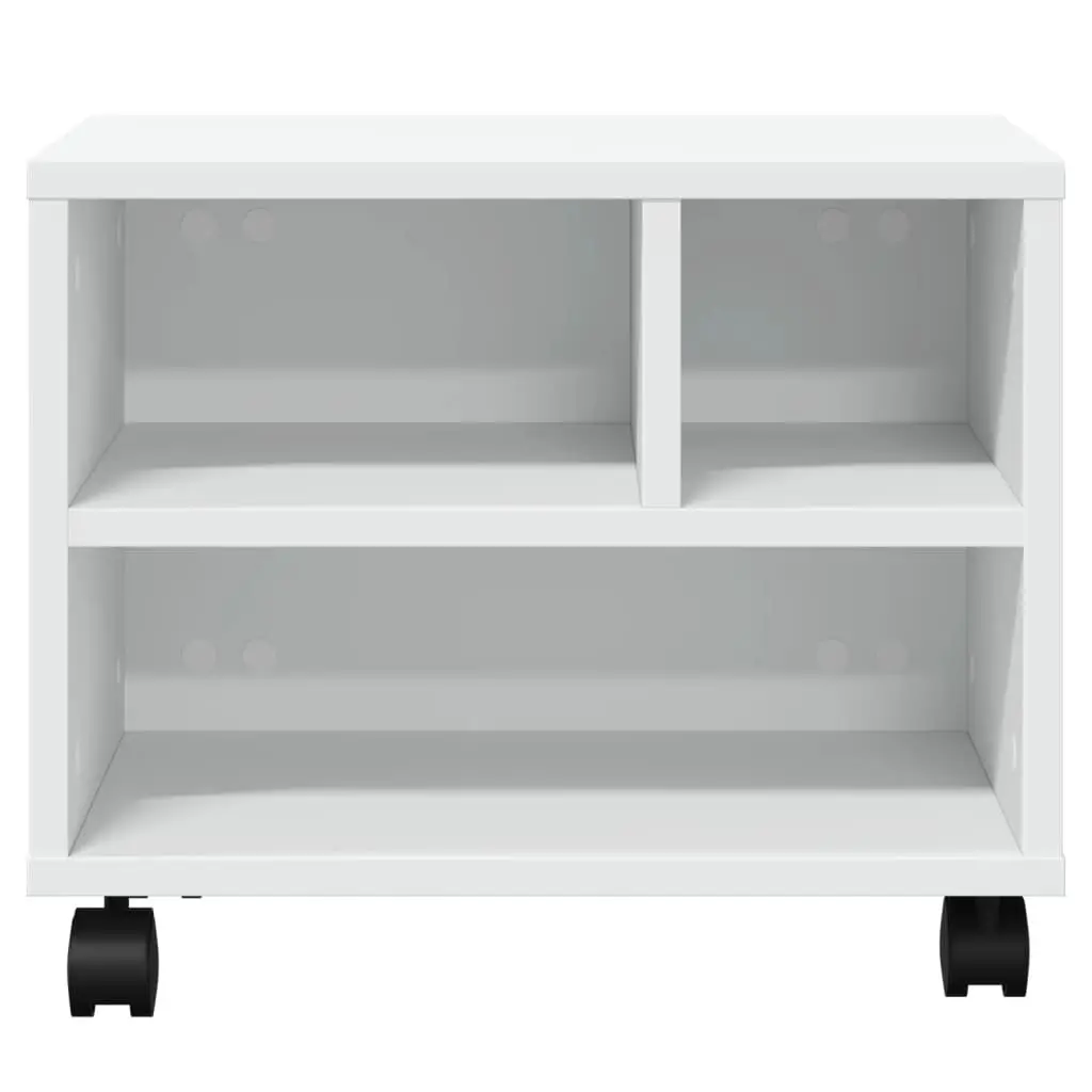 Printer Stand White Mobile Office Desk with Wheels and Storage