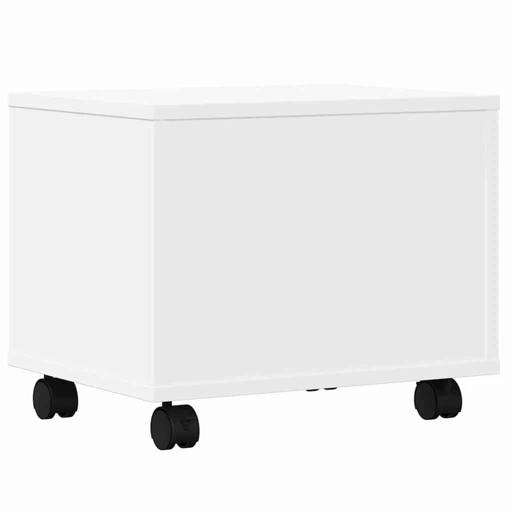 Printer Stand White Mobile Office Desk with Wheels and Storage