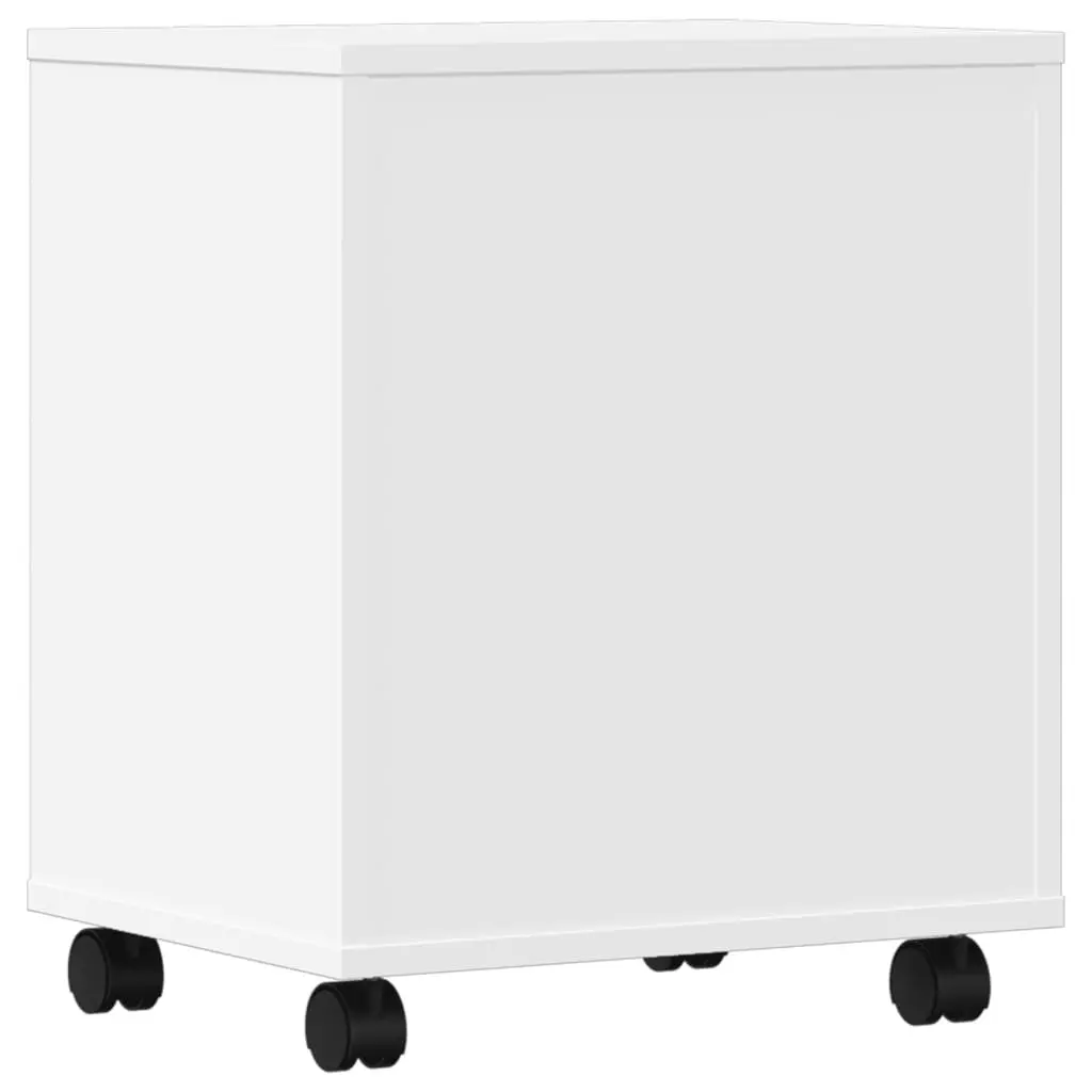Printer Stand White Engineered Wood Mobile Organiser with Wheels