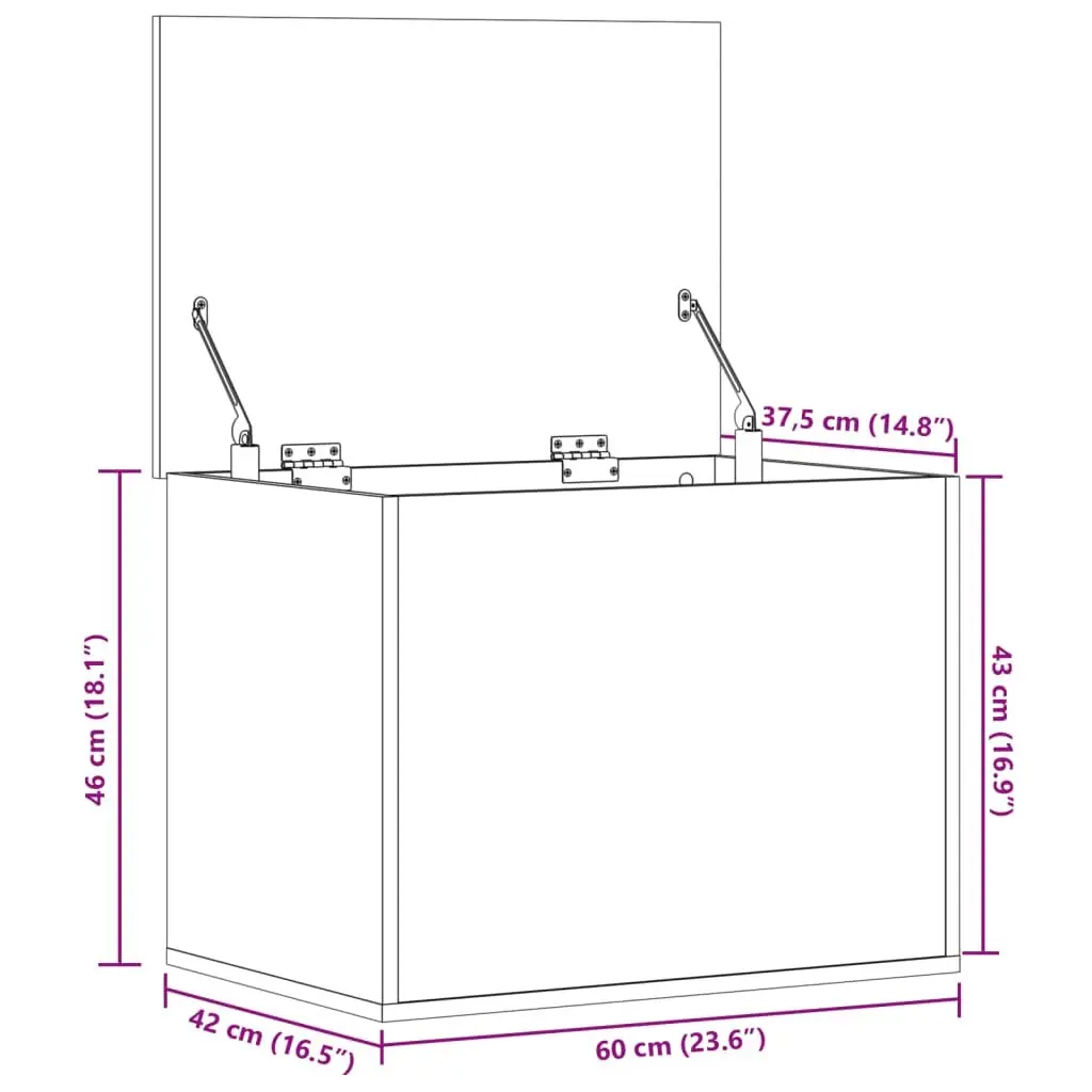Storage Chest White 60x42x46 cm Engineered Wood Toy Box Organiser Furniture
