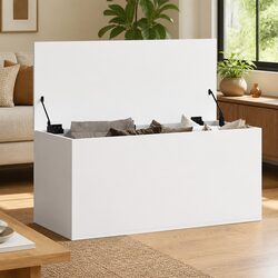 Storage Box White 100x42x46 cm Engineered Wood Chest Organizer Bedroom Living