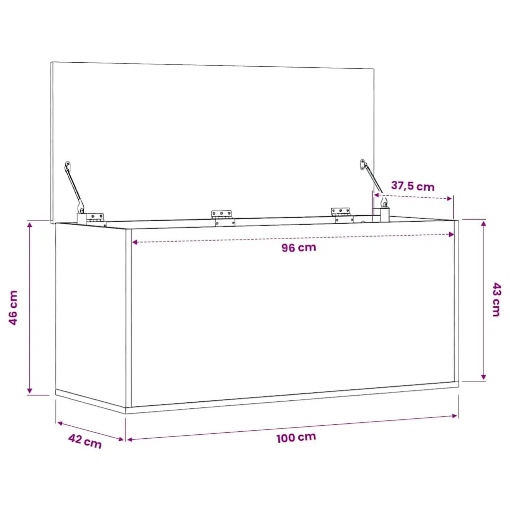 Storage Box White 100x42x46 cm Engineered Wood Chest Organizer Bedroom Living