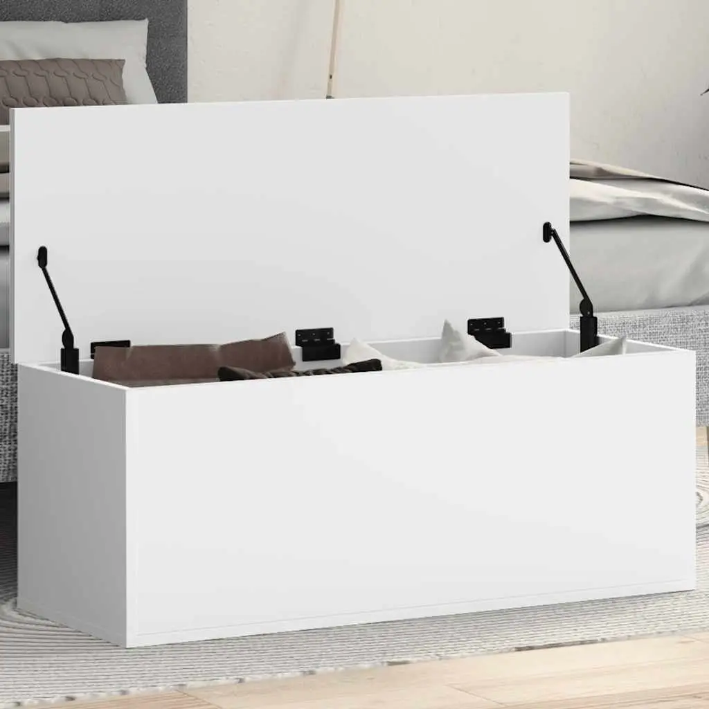 White Engineered Wood Storage Box