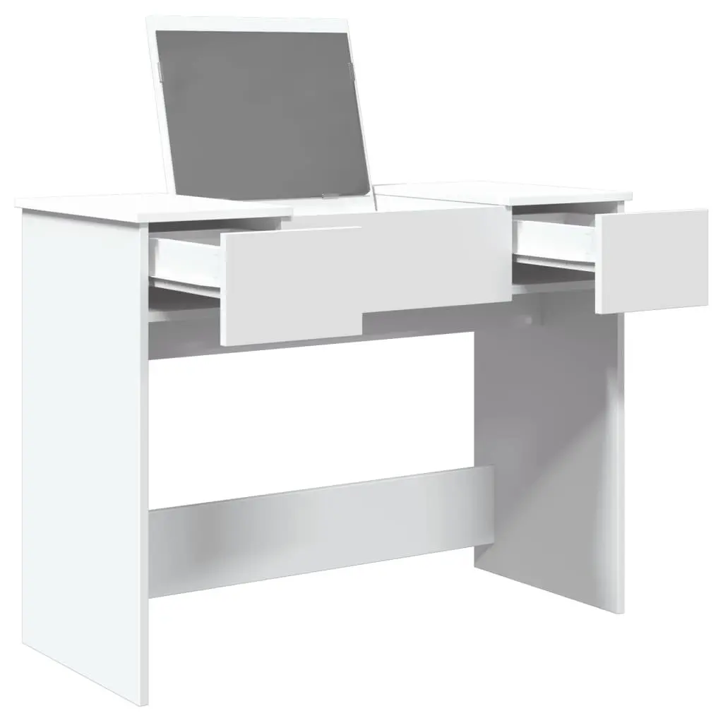 Dressing Table White 100x45x76cm Modern with Mirror Storage Unit