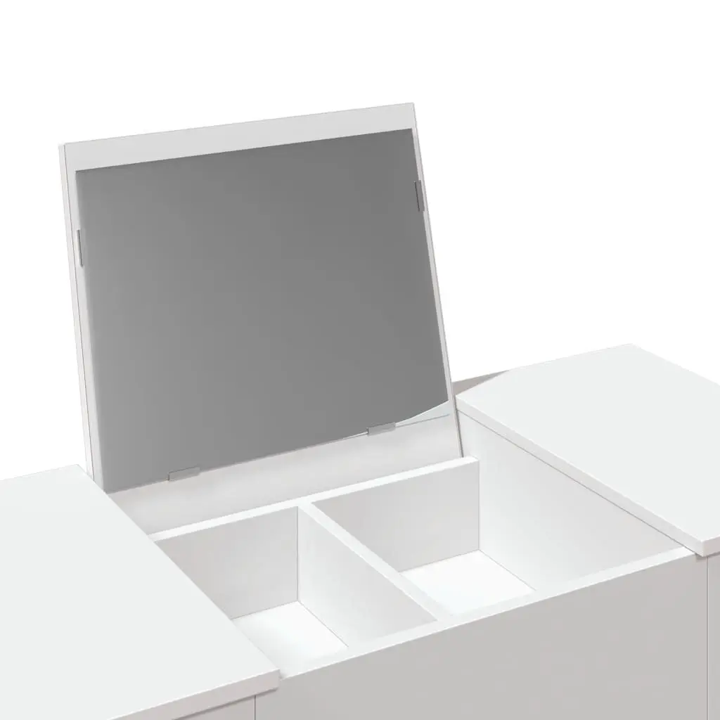 Dressing Table White 100x45x76cm Modern with Mirror Storage Unit