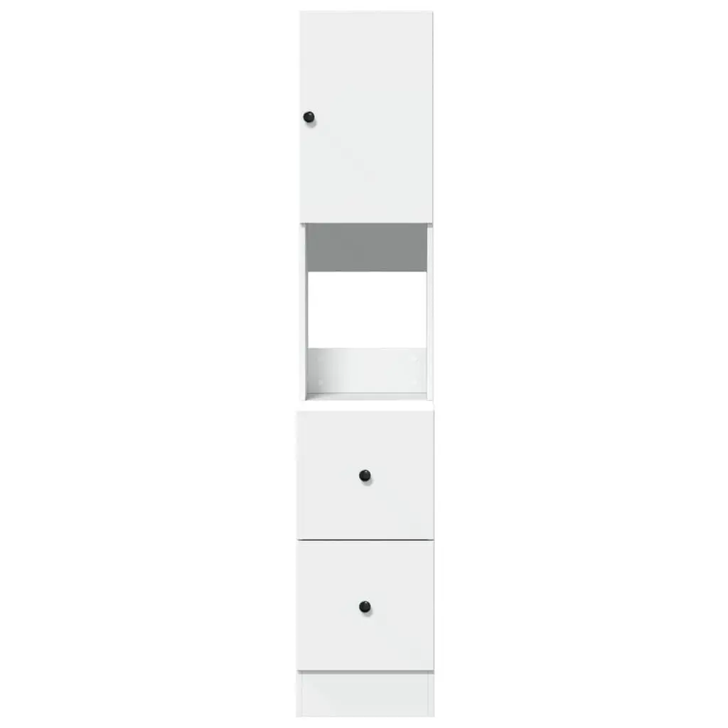 White Kitchen Storage Cabinet with Drawers and Doors Engineered Wood 35x50x180cm