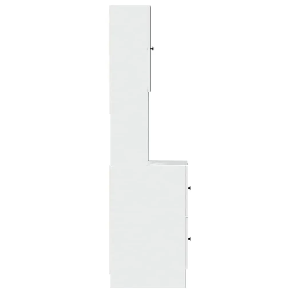 White Kitchen Storage Cabinet with Drawers and Doors Engineered Wood 35x50x180cm