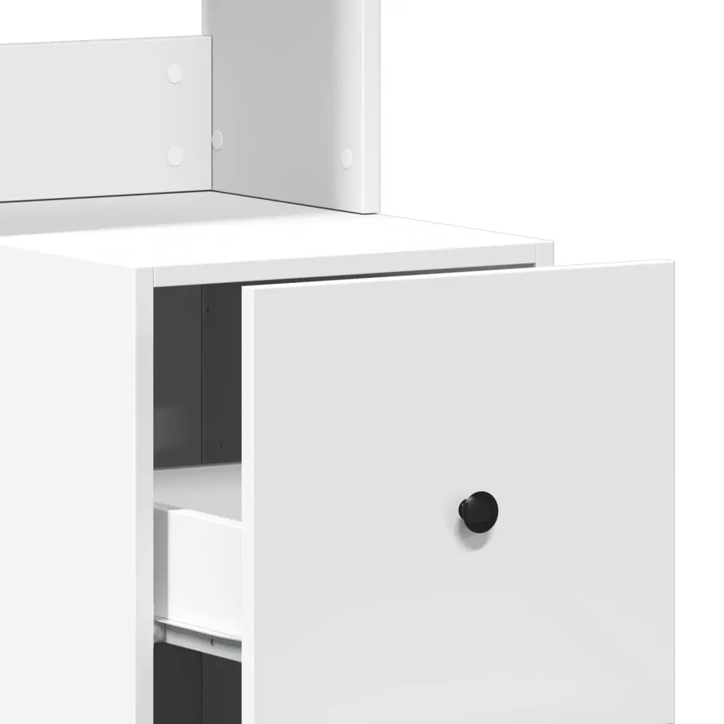 White Kitchen Storage Cabinet with Drawers and Doors Engineered Wood 35x50x180cm