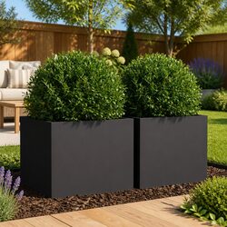 Steel Planters 2 pcs Black 32x30x29 cm Garden Flower Pot Raised Bed Outdoor