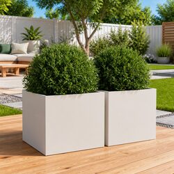 Compact and Sturdy White Steel Garden Planters - 2 pcs