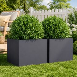 Compact and Sturdy Anthracite Steel Planters for Your Garden