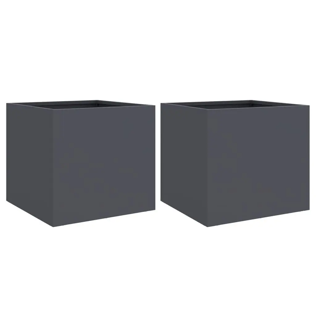Steel Garden Planters Anthracite 32x30x29 cm Sturdy Frame for Outdoor Decor