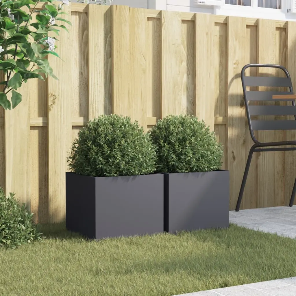 Steel Garden Planters Anthracite 32x30x29 cm Sturdy Frame for Outdoor Decor