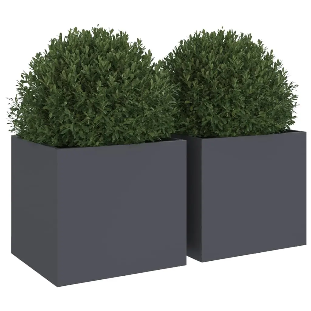 Steel Garden Planters Anthracite 32x30x29 cm Sturdy Frame for Outdoor Decor