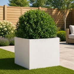 Raised Planter Garden Flower Box White Steel Frame Outdoor Pot