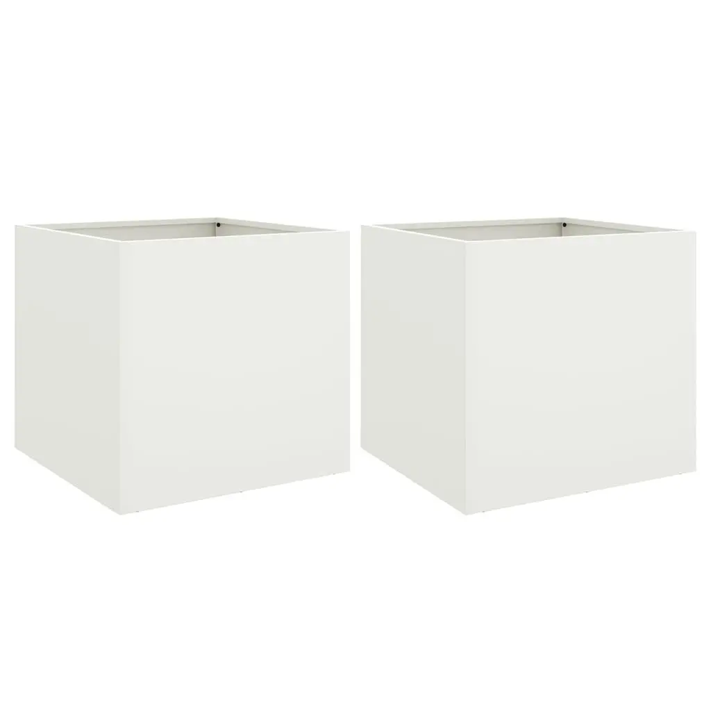 Steel Planters White 42x40x39cm Outdoor Raised Beds