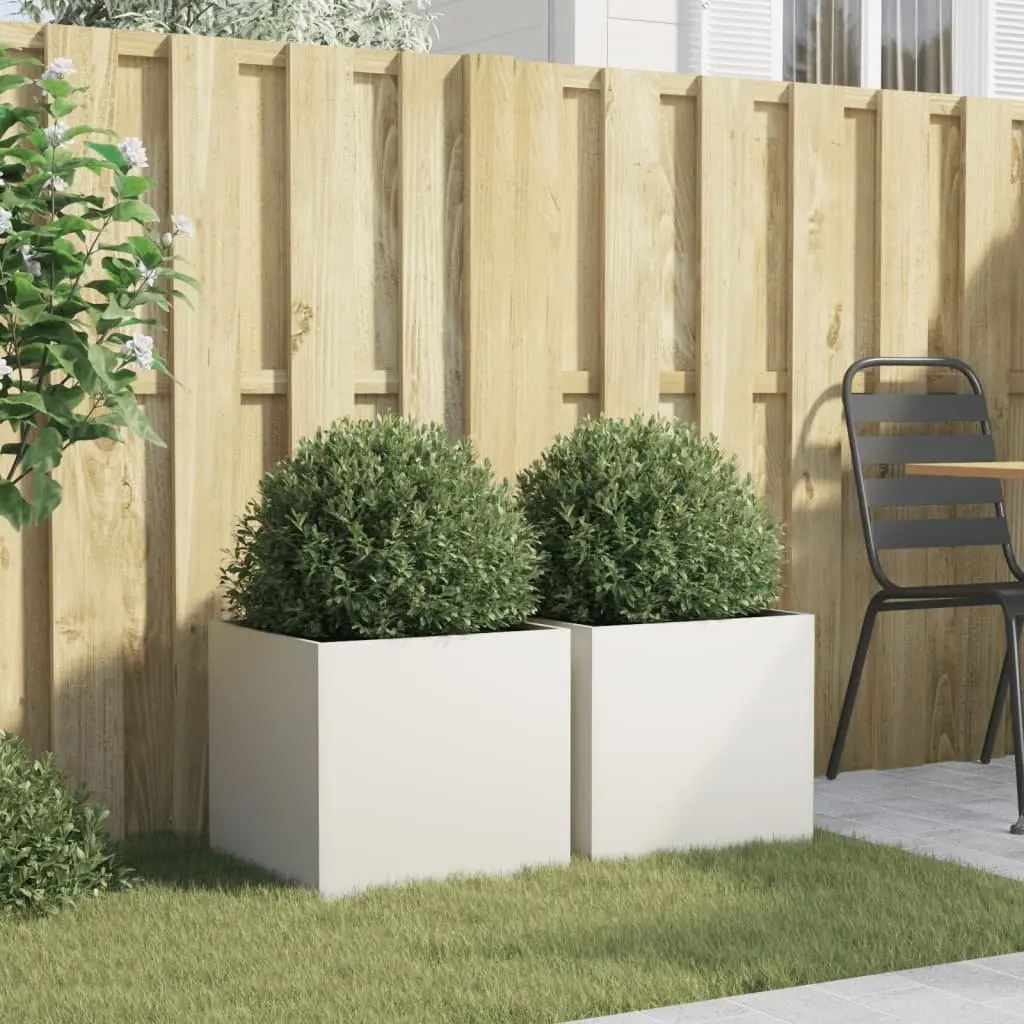 Steel Planters White 42x40x39cm Outdoor Raised Beds