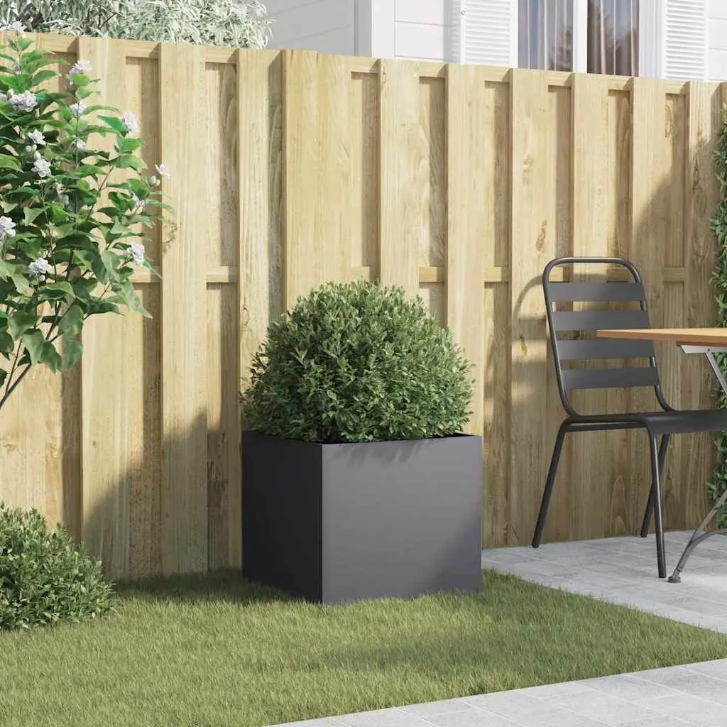 Steel Planter Anthracite 42 x 40 x 39 cm Raised Bed Outdoor Pots Decorative