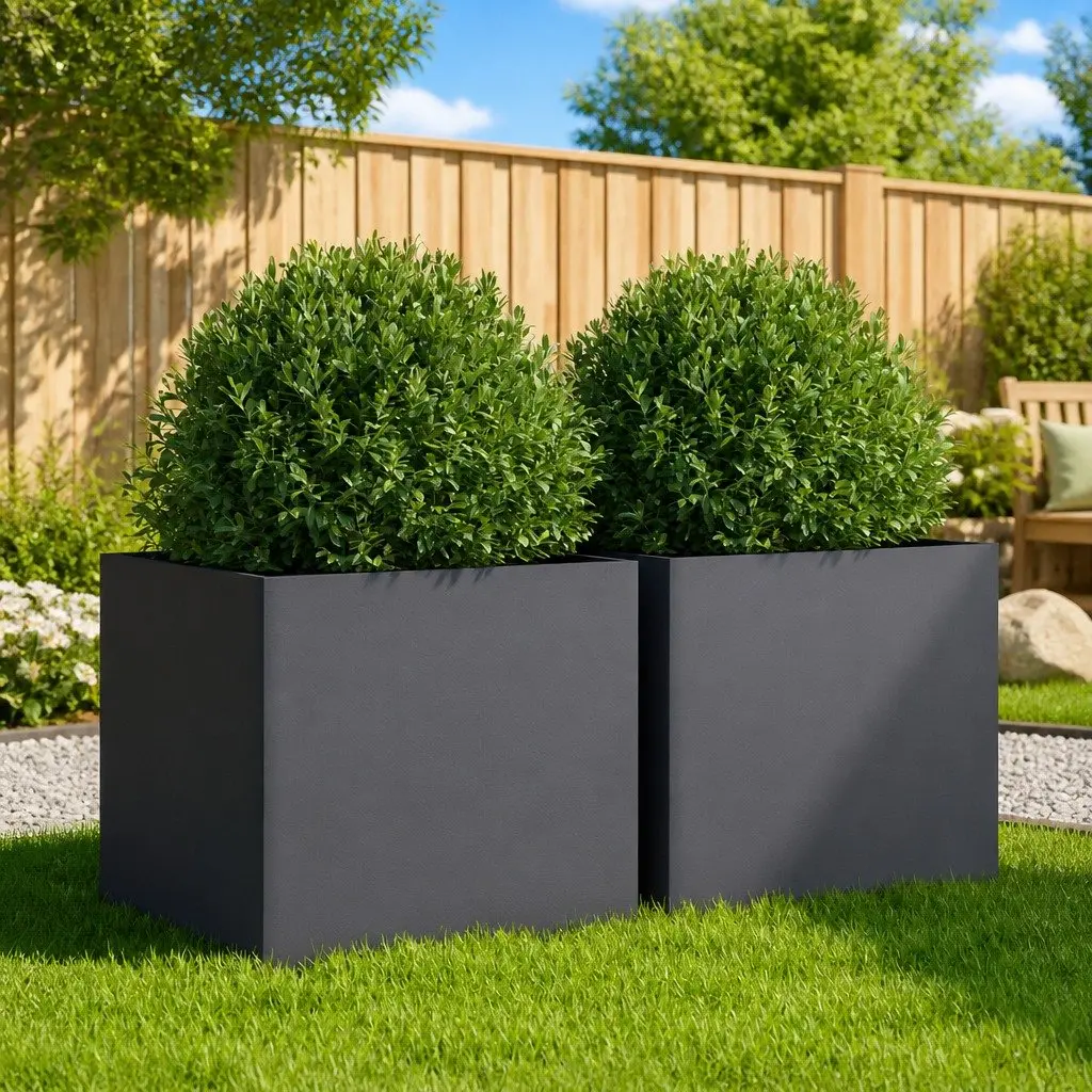 Raised Bed Planter Boxes Anthracite 42 x 40 x 39 cm Steel Frame 2 Piece