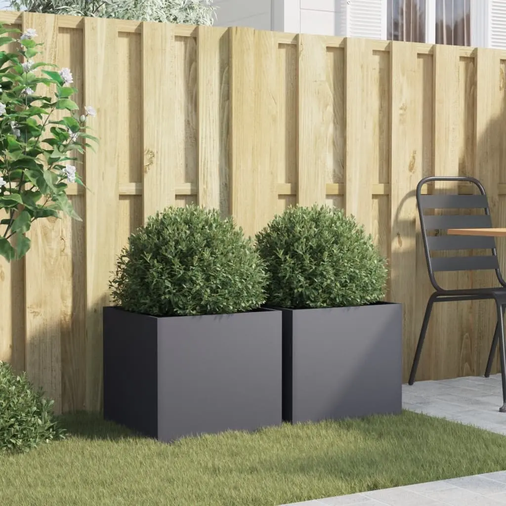 Raised Bed Planter Boxes Anthracite 42 x 40 x 39 cm Steel Frame 2 Piece