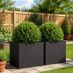Compact Black Steel Planters - 2 Pack for Outdoor Use
