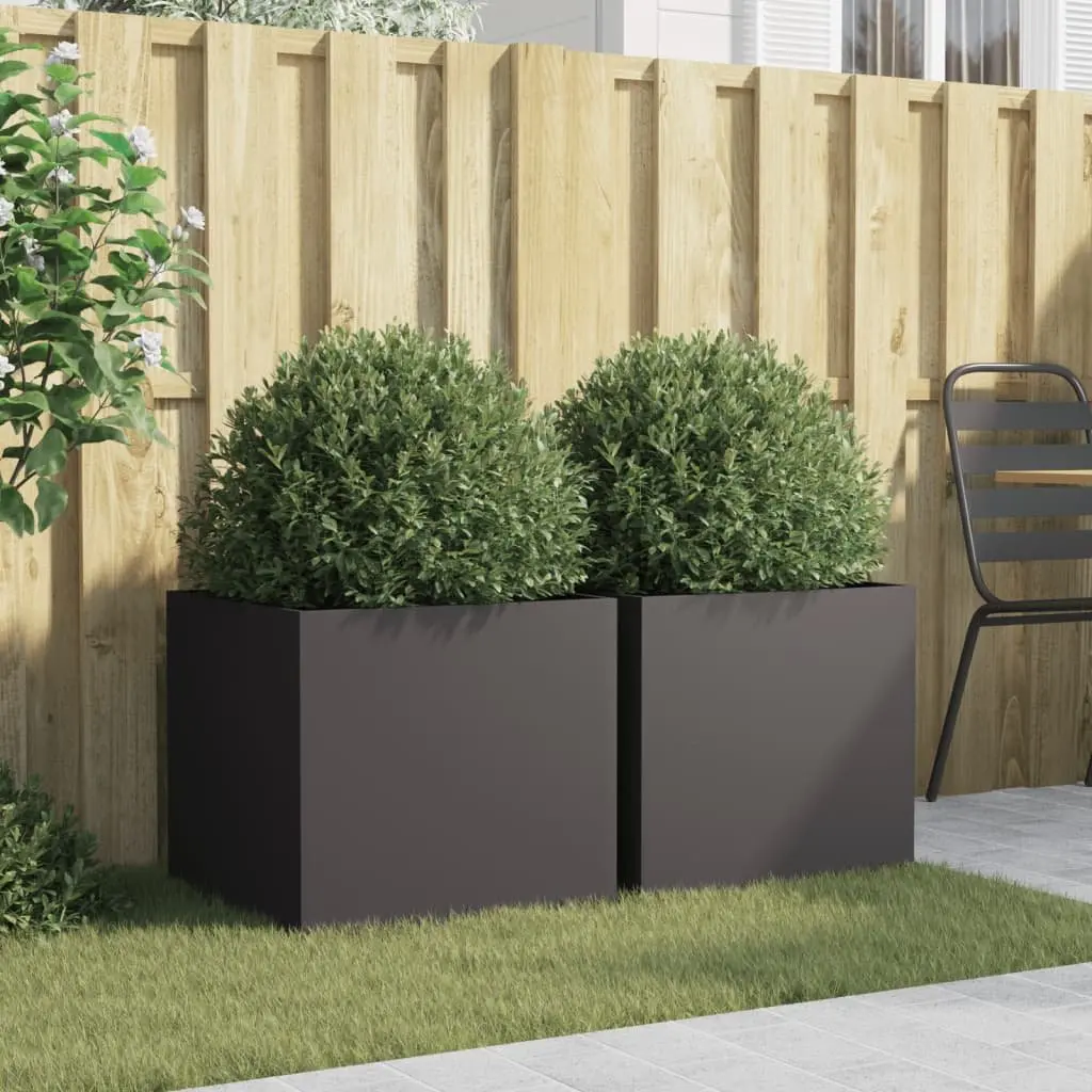 Steel Planters Black 49x47x46cm Sturdy Frame Decorative Flower Box