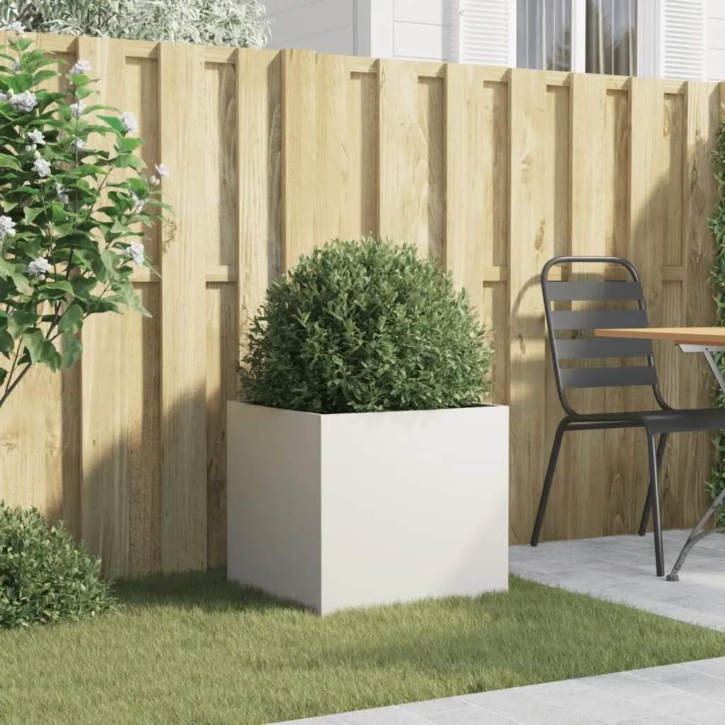 Raised Garden Planter White Steel Frame Outdoor Flower Pot Bed