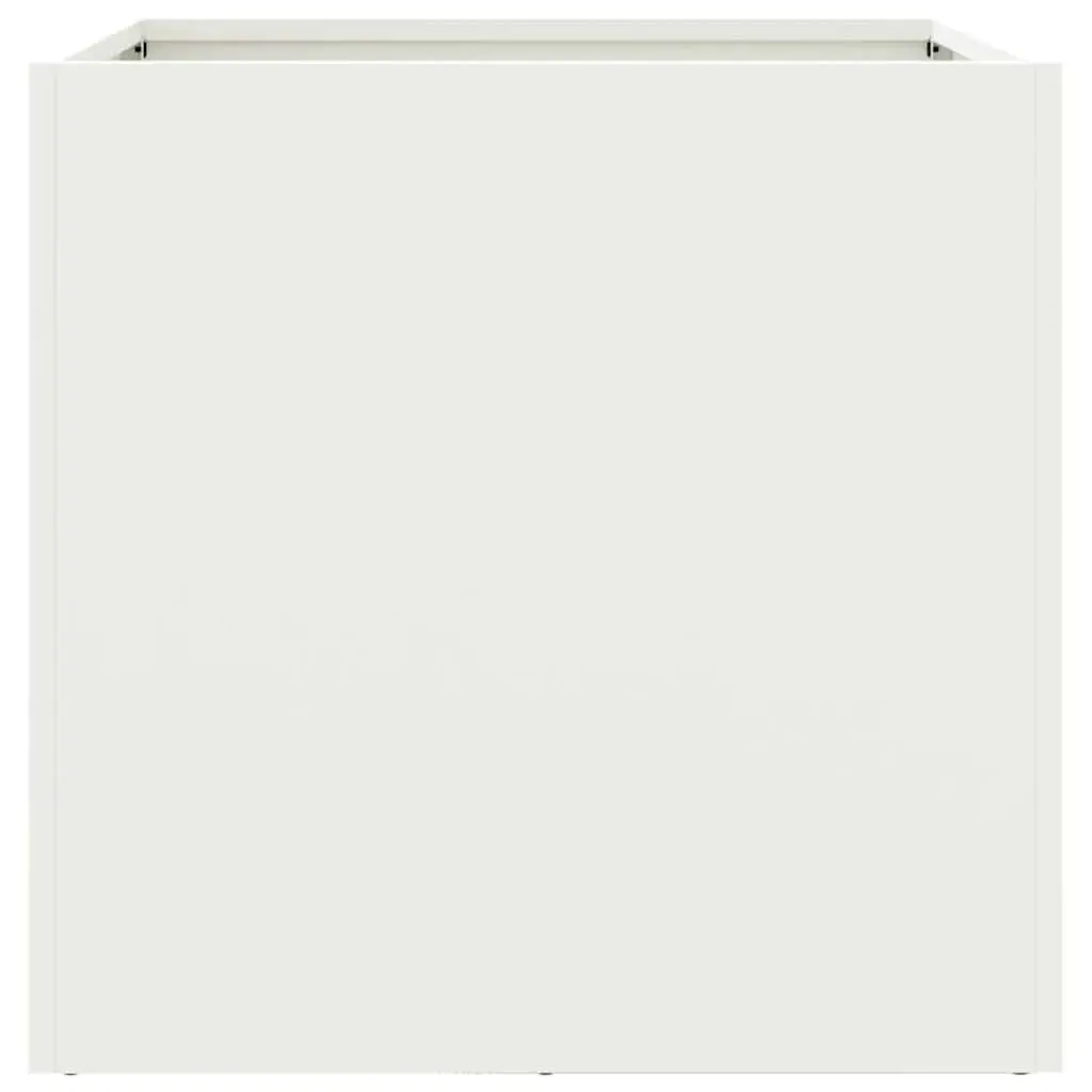 Steel Planters White 49x47x46 cm Sturdy Frame 2 Piece Garden Raised Bed Flower Box Outdoor