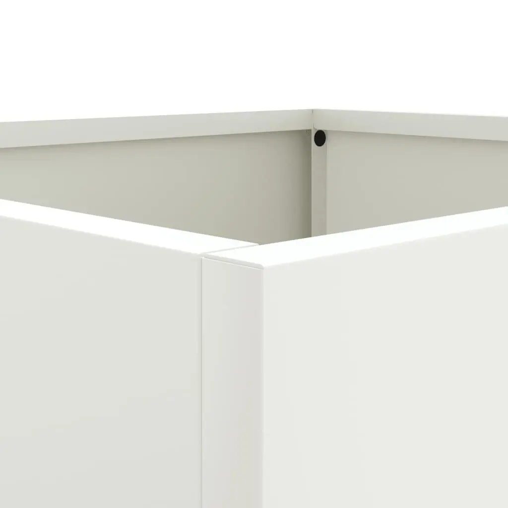 Steel Planters White 49x47x46 cm Sturdy Frame 2 Piece Garden Raised Bed Flower Box Outdoor