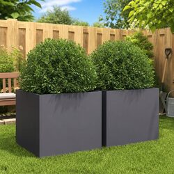 Compact Anthracite Garden Planters, Set of 2