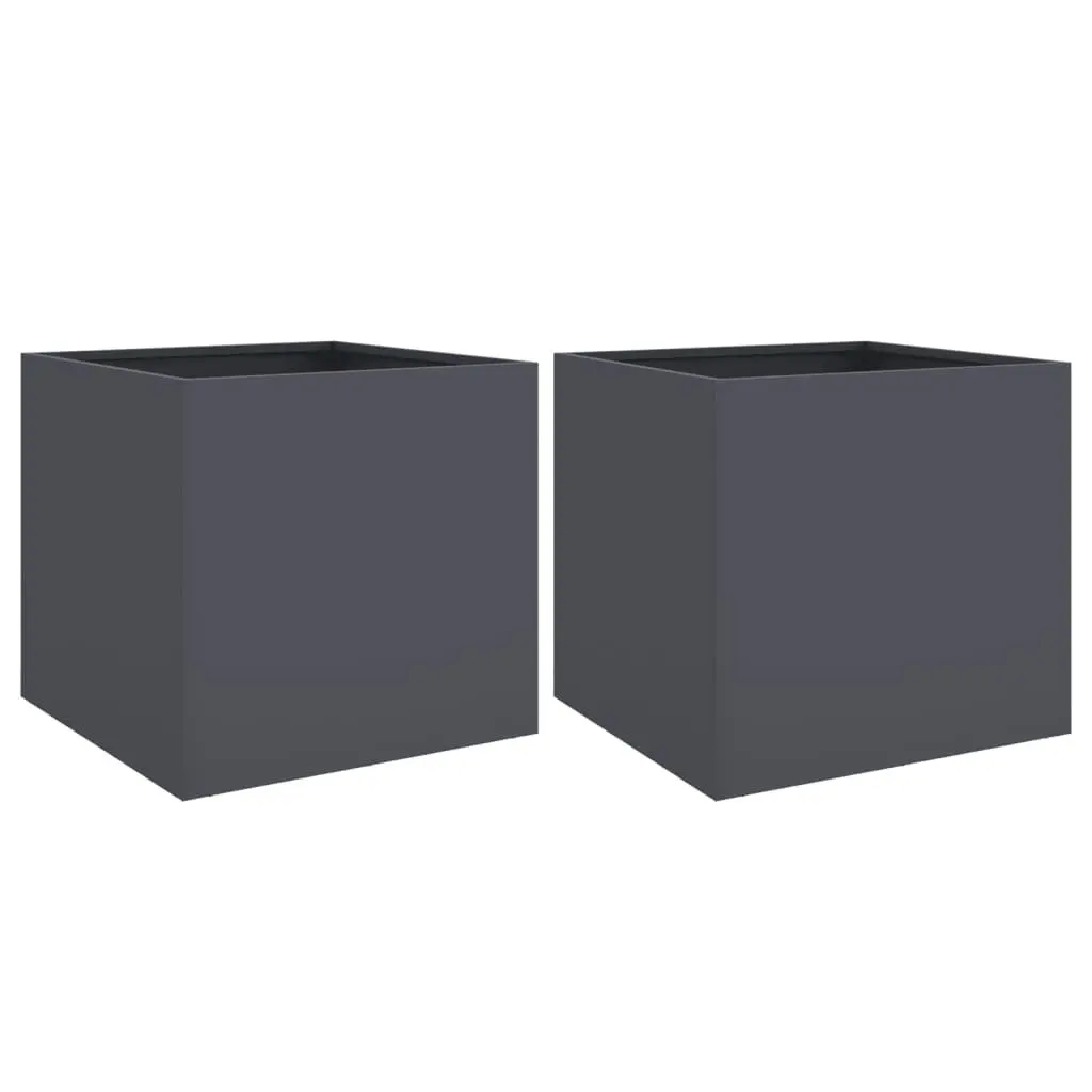 Garden Planters Anthracite 49L x 47W x 46H cm Steel Frame Raised Beds