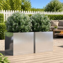 Stainless Steel Garden Planters 49x47x46cm Outdoor Pots Raised Bed Flower Box