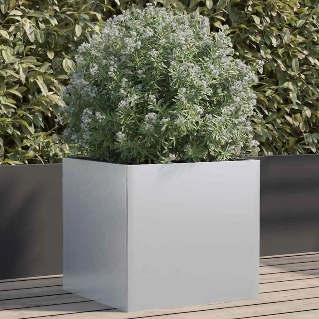 Galvanised Steel Planter Box Silver 49x47x46cm Rust and Corrosion Resistant Garden Patio Balcony Flower Pot Decor