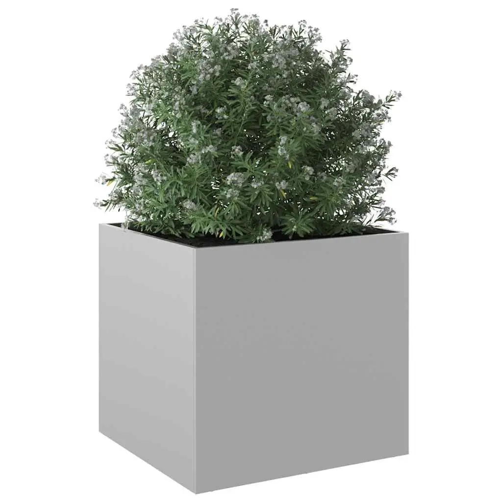 Galvanised Steel Planter Box Silver 49x47x46cm Rust and Corrosion Resistant Garden Patio Balcony Flower Pot Decor