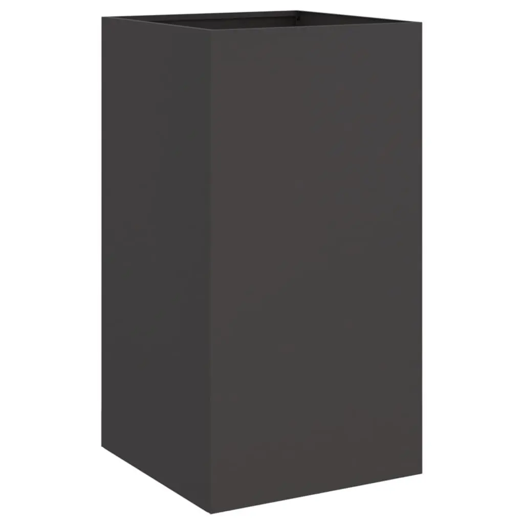 Steel Planter Black 42 x 38 x 75 cm Durable Outdoor Decorative Garden Flower Box