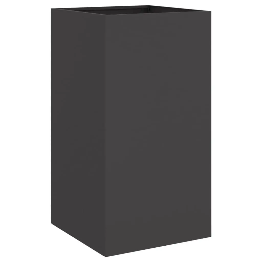 Steel Planter Black 42 x 38 x 75 cm Durable Outdoor Decorative Garden Flower Box
