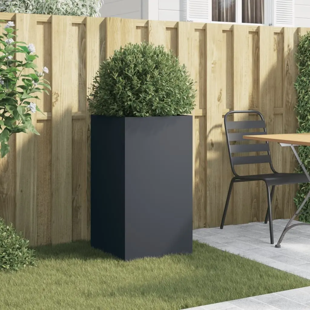 Steel Planter Anthracite 42x38x75cm Sturdy Frame Outdoor Garden Flower Box