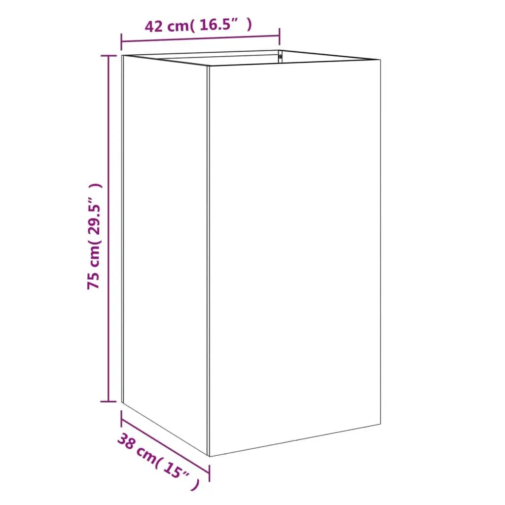 Steel Planter Anthracite 42x38x75cm Sturdy Frame Outdoor Garden Flower Box
