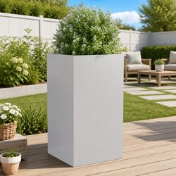 Sleek Silver Galvanised Steel Planter - 42x38x75 cm