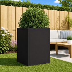 Black Steel Planter Box for Outdoor Spaces