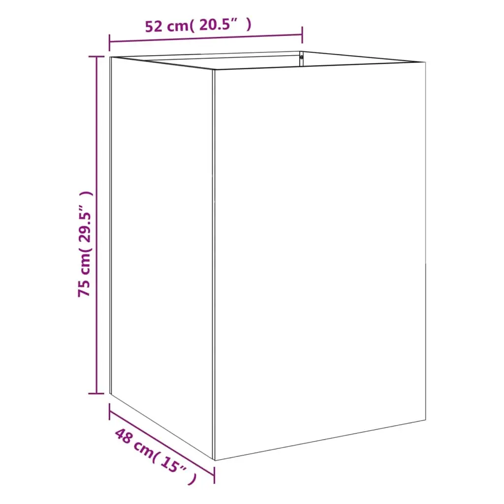 Steel Planter White 52W x 48D x 75H cm Sturdy Construction for Garden Balcony Patio