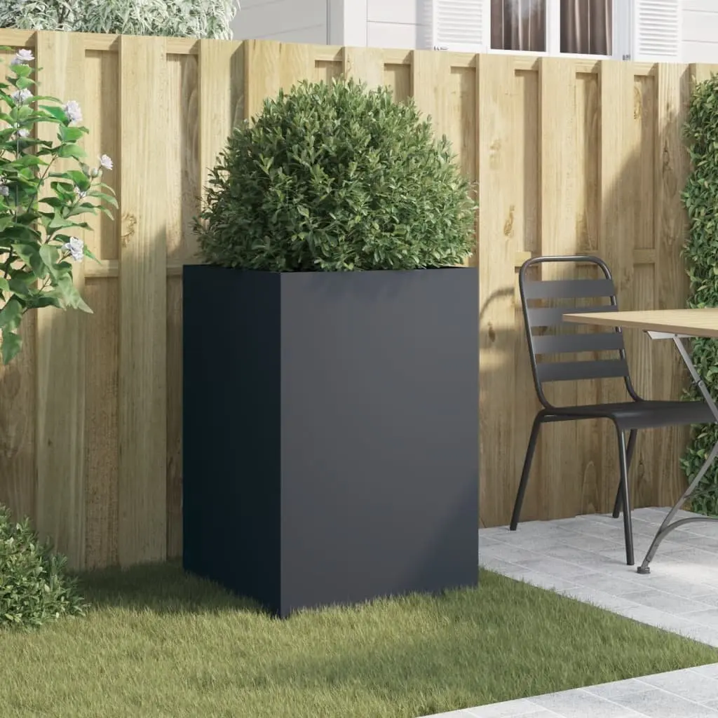 Planter Box Cold-Rolled Steel Anthracite 52x48x75cm Outdoor Raised Bed for Garden and Patio