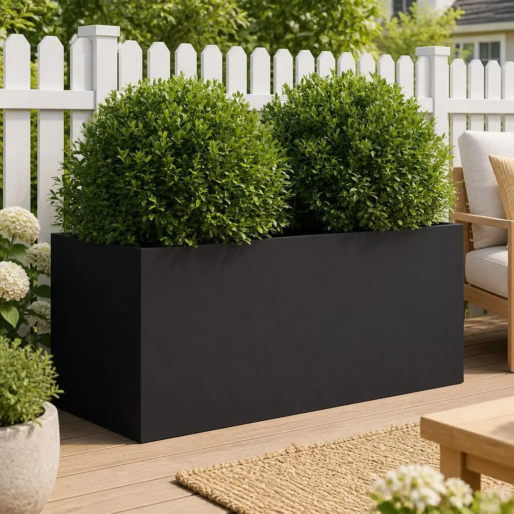 Steel Planter Black 62 x 30 x 29 cm Durable Cold-rolled Steel Frame for Garden Balcony Patio Decor