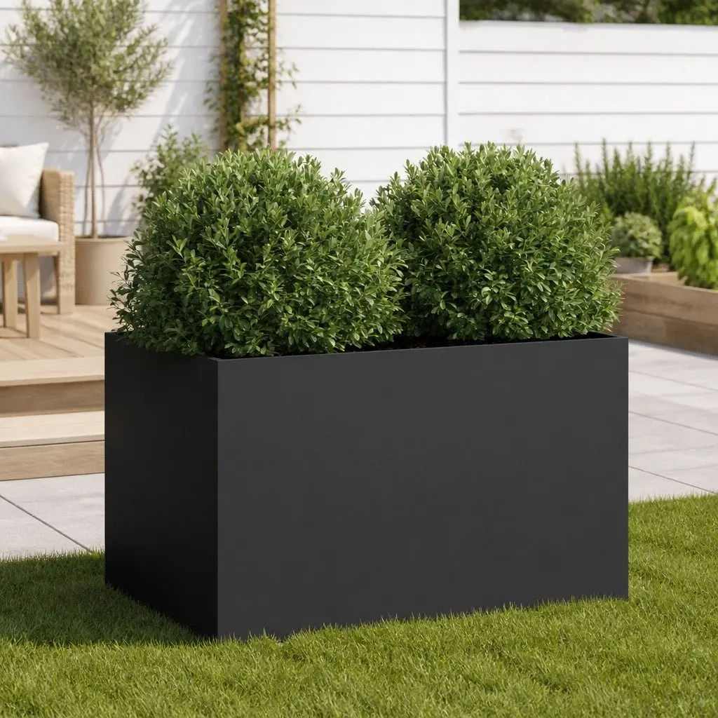 Steel Planter Box Black 62 x 40 x 39 cm Sturdy Cold-Rolled Steel Frame for Garden Flower Raised Bed Outdoor Patio Decor DIY