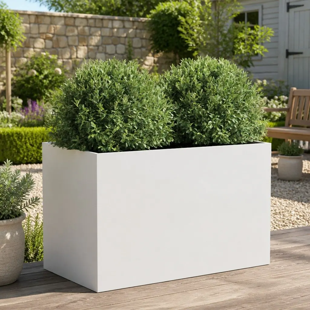 Planter Box White 62x40x39 cm Steel Raised Bed Garden Decoration Outdoor