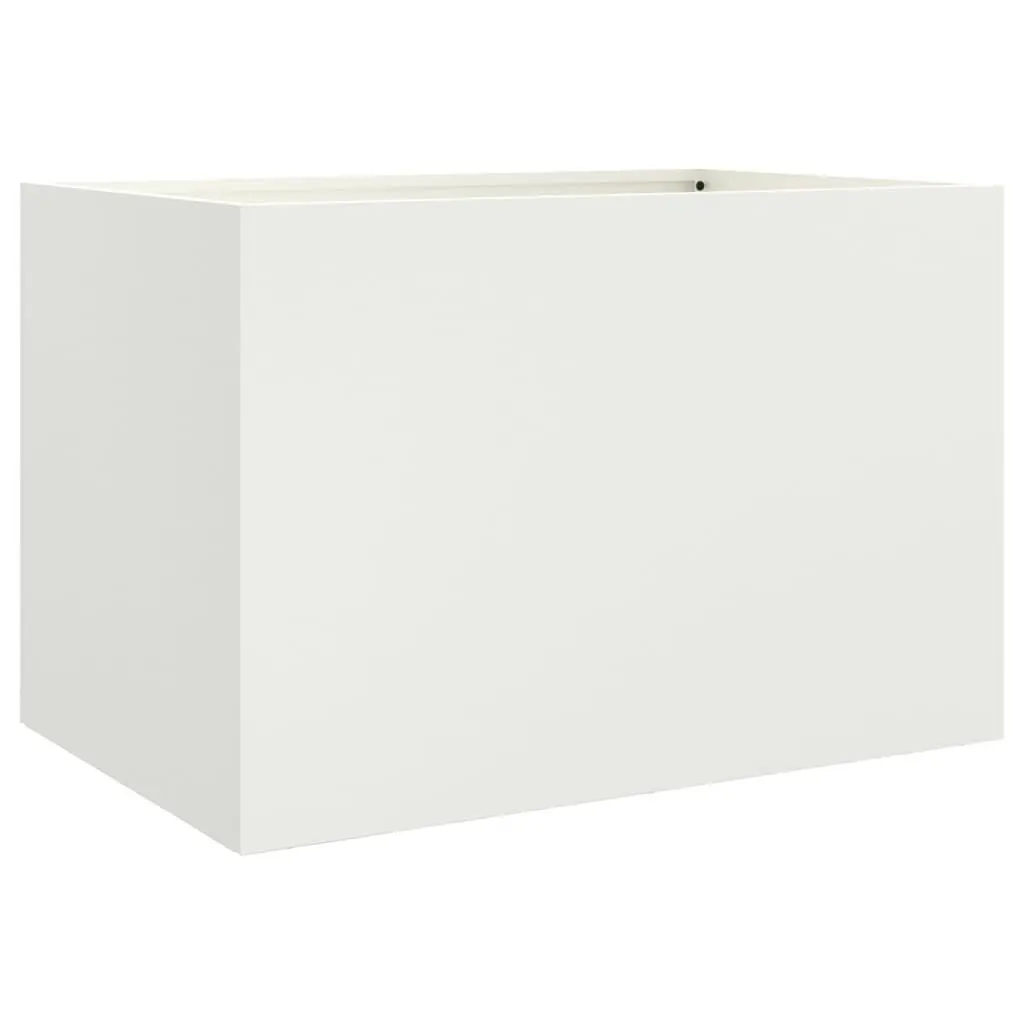 Planter Box White 62x40x39 cm Steel Raised Bed Garden Decoration Outdoor
