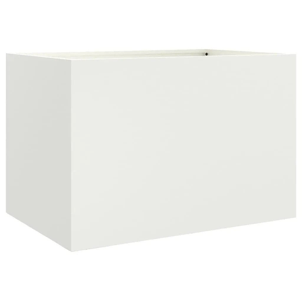 Planter Box White 62x40x39 cm Steel Raised Bed Garden Decoration Outdoor